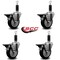 Service Caster 4'' Black Poly Swivel 1-1/8'' Expanding Stem Caster Set with Brake, 4PK SCC-EX20S414-PPUB-BLK-PLB-118-4 - alternate 4